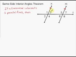 Alternate Exterior Angles Theorem And Same Side Interior Angles Theorem Youtube Congruent angles inside parallel lines.