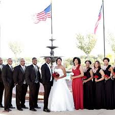 Black And White Wedding Party Attire Black White And Red Wedding Party Picked This Exact Color Scheme For My Wedding Right Down To The Maid Black Bridesmaid Dresses Bridesmaid Wedding Colors