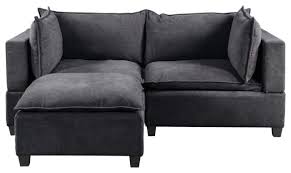 The piece of furniture is actually a multipurpose gem: Madison Fabric Down Feather Sectional Couch Loveseat With Ottoman Transitional Loveseats By Lilola Home Houzz