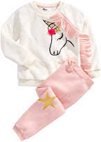 Toddler Girls 2 Pc Unicorn Minky Sweatshirt Set