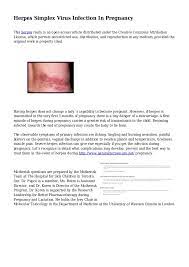Herpes Simplex Virus Infection In Pregnancy