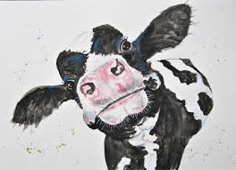 Black And White Cow Framed Pictures Original Cow Watercolour Art Farm Animal Art Black And White Cow Portrait Heifer Painting Cow Lover Present Abstract Cow Wall Art Cow Wall Art Animal Art Cow Canvas