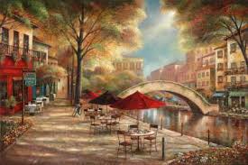 We're passionate about coffee and our community, so operating a café and meeting place in the heart of our city is a dream come true. Riverwalk Cafe Art Print Ruane Manning Art Com