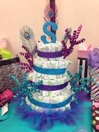 Peacock Themed Diaper Cake Baby Shower Diy Baby Stuff Peacock Christmas