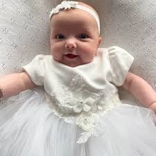 Baby Flower Hair Band for Baptism, Christening, off White Lace and Pearls  Headband for Flower Girls, New Baby Headband