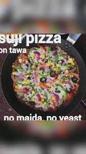 Suji Ka Pizza Recipe On Tawa Rava Pizza Semolina Pizza Sooji Pizza Video Recipe Video Indian Food Recipes Indian Food Recipes Vegetarian Indian Snack Recipes