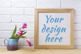 Wooden Square Frame Mockup With Pink Design Mockup Free Frame Mockups Free Psd Mockups Templates