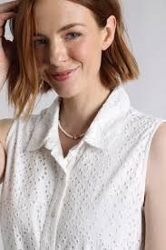 Alinda Cotton Broderie Shirt Dress White