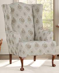sure fit stretch vintage floral 2 piece wing chair slipcover slipcovers for chairs wing chair wingback chair slipcovers