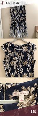 Dress Barn Blue Gold Printed Dress Print Dress Gold Print Dress Barn Dresses