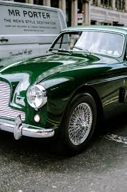 The blue old fashioned car. Green Car Parked Gray Concrete Pavement Vintage Land Piqsels