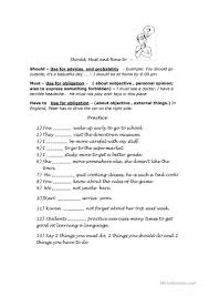 Should Must And Have To Worksheet Free Esl Printable Worksheets Made By Teachers English Grammar Worksheets Writing Skills Learn English