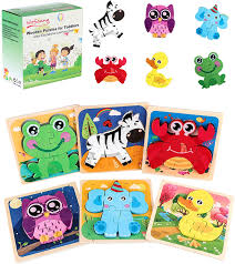 Children's puzzles should be well sanded, but the components can be painted in bright, durable acrylic or vanished to preserve the wood. Amazon Com Wooden Puzzles For Toddlers 1 3 Toddler Puzzles Ages 1 2 3 4 Year Old With 6 Animal Patterns Preschool Kids Learning Educational Montessori Toys Christmas Birthday Gifts Toys Games