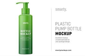 Simple edit with smart layers. Glossy Bottle With Pump Mockup Bottle Bottle Mockup Packaging Mockup