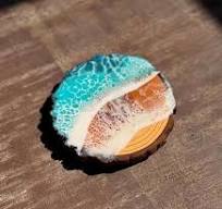 Fridge Magnet - Ocean Waves - Epoxy Resin on Live Edge Wood