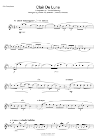 Clair De Lune Sheet Music Claude Debussy Alto Sax Solo