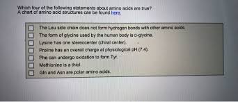 Solved Which Four Of The Following Statements About Amino