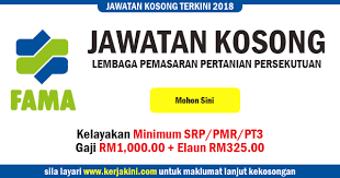 Jawatan kosong terkini yang diiklankan adalah seperti berikut Jawatan Kosong Fama Gaji Rm1 000 00 Elaun Rm325 00