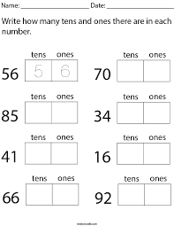 Tens and ones place value worksheet for kindergarten. Write How Many Tens And Ones Are In Each Number Math Worksheet Twisty Noodle