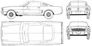 Blueprint Of A Ford Mustang Ford Mustang Ford Mustang 1965 Mustang