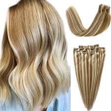 Dreamy hair is just a click away! Remy Clip In Hair Extensions Ash Blonde With Blonde Highlights Straight Human Hair 7 Pcs Invisible Skin Weft Real Hair Extensions Seamless Clip On Weft Hair For Women 100 Gram 16 Inch