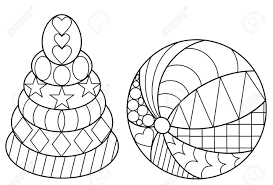 Sort free coloring pages by theme, show, or song. Set Of Two Coloring Pages For Children Simple Coloring With Many Details For Kids Coloring Book With The Image Of Children S Toys A Pyramid And A Ball Stock Photo Picture And