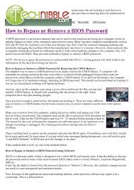 But to reset the bios password, you've gotta open up your . How To Bypass Or Remove A Bios Password Manualzz