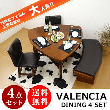 楽天市場 個性的な三角テーブル ダイニングテーブルセット 4点セット ベンチ ダイニングセット 木製 北欧 おしゃれ かわいい ダイニングテーブル 三角 回転チェア ベンチ 4人掛け おしゃれ バレンシアダイニング4点セット ナチュラル 送料無料