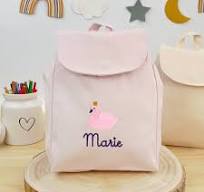 Bio Kinderrucksack mit Namen und Schwan - Rosa/Lila