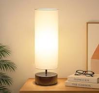 Touch Table Lamp, 3-Way Dimmable Modern Minimalist Accent Bedside Lamp with  Cylinder Fabric Shade, Night Light Nightstand Desk Lamp for Bedroom Living  ...