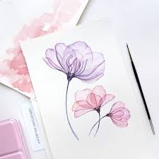 Transparent Watercolor Flowers Painting By Kateryna Savchenko Akvarell Design Instag Watercolor Flowers Tutorial Flower Painting Watercolor Floral Pattern