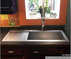 The adhesive applies under the lip of the sink, which is dropped into place and adjusted to its proper location. Top Mount Sinks Copper Stainless Usa Havens Luxury Metals
