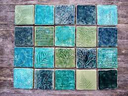 Handmade Ceramic Tile Splash Back Green Turquoise Teal 20 Destash Tiles Sale Handmade Ceramic Tiles Handmade Ceramics Ceramic Tiles