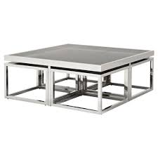 Here are a few recommendations for each material. Eichholtz Monogram Modern Classic Smoked Glass Square Nesting Silver Coffee Table 31 W 40 W Kathy Kuo Home