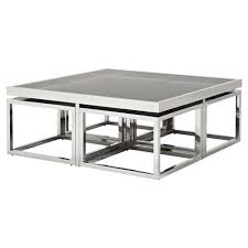 Conrad wire glass coffee table options. Eichholtz Monogram Modern Classic Smoked Glass Square Nesting Silver Coffee Table 31 W 40 W Kathy Kuo Home