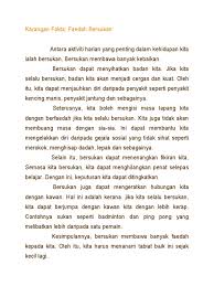 (i) seperkara lagi, langkah yang juga praktikal ialah semua rakyat perlu mengamalkan kitar semula barang terpakai. Faedah Bersukan Karangan Pendek