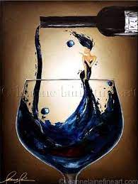 Blue Wine In Glass Blue Woman In Glass Limited Edition Painting Wine Art Wine Artwork Wine Painting