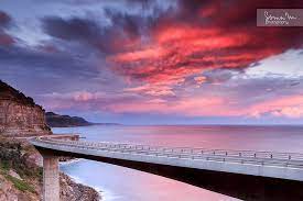 Sea Cliff Bridge Sunset Burst Sea Cliff Bridge New South Wales Sunset