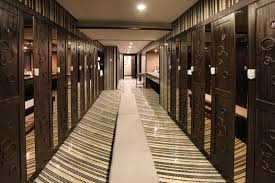 Changing Room Picture Of Sam Raan Spa Tbilisi Tripadvisor Womans feet behind changing room curtain.