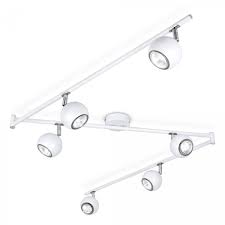 Retro Style White Chrome 6 Way Flexi Z Shaped Eyeball Spotlight Bar Track Lighting Kitchen Recessed Spotlights Ceiling Lights
