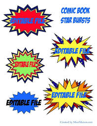 Editable Super Hero Comic Book Photo Booth Props Instant Download Action Bubbles Superhero 4 Inches Wide Printable Superhero Comic Comic Books Comic Book Bubble