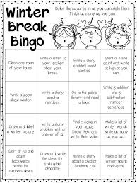 Winter Break Teacher Favorite Things Winter Break Homework Bingo