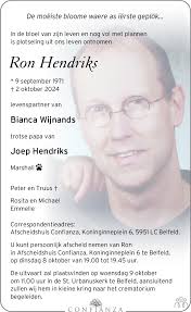Ron Hendriks ✝ 1 oktober 2024 • overlijdensbericht en condoleances