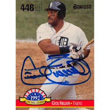 Cecil Fielder autographed baseball card (Detroit Tigers) 1993 Donruss Long  Ball Leaders #LL13
