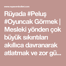 Ruyada Pelus Oyuncak Gormek Mesleki Yonden Cok Buyuk Sikintilari Akillica Davranarak Atlatmak Ve Zor Gunleri Geride Birakmak Ruyadapelusoy Oyuncak Ruya