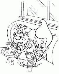 Jimmy Neutron And Carl Wheezer In Dining Room Coloring Sheet In 2020 Coloring Pages Jimmy Neutron Cartoon Coloring Pages