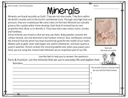 Rocks Minerals Reading Comprehension Passages