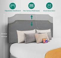 Moasis King Upholstered Rivet Curved Adjustable Headboard ...