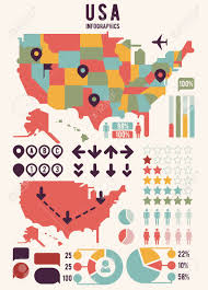 United States Of America Usa Map With Infographics Elements