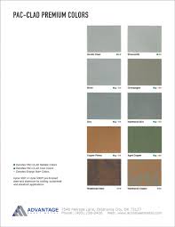 Pac Clad Premium Color Chart Advantage Sheet Metal In
